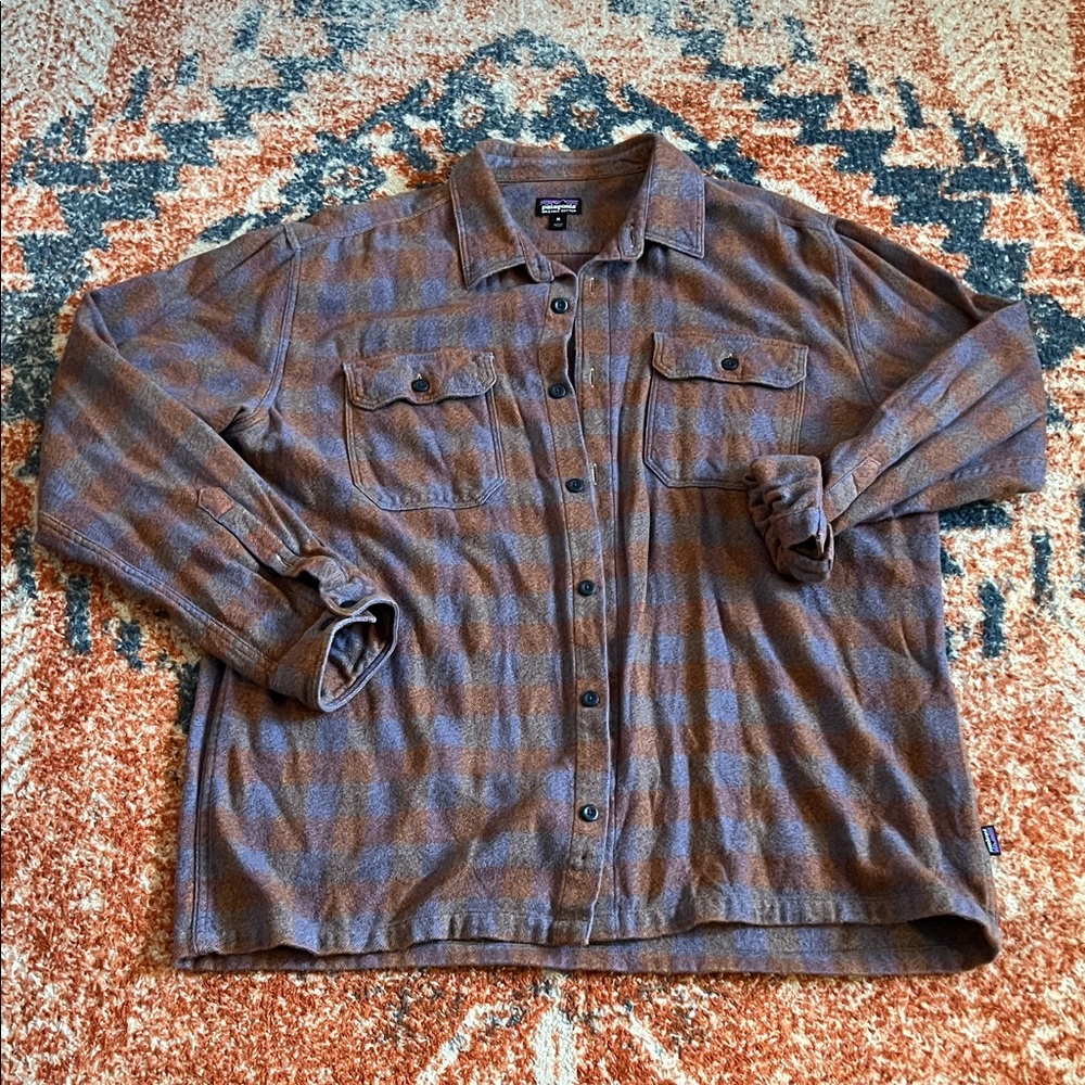 Patagonia Brown and Blue Checkered Shirt